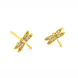 TAI JEWELRY Earrings GOLD Pave Dragonfly Post Earrings