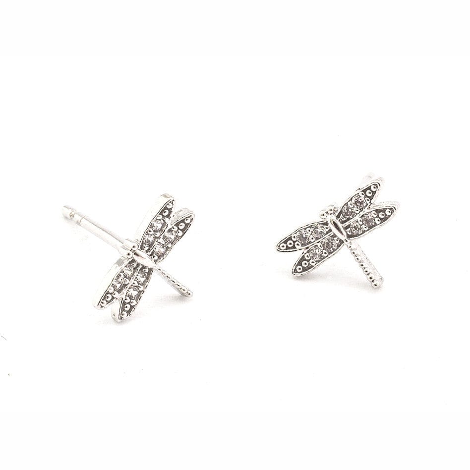 TAI JEWELRY Earrings SILVER Pave Dragonfly Post Earrings