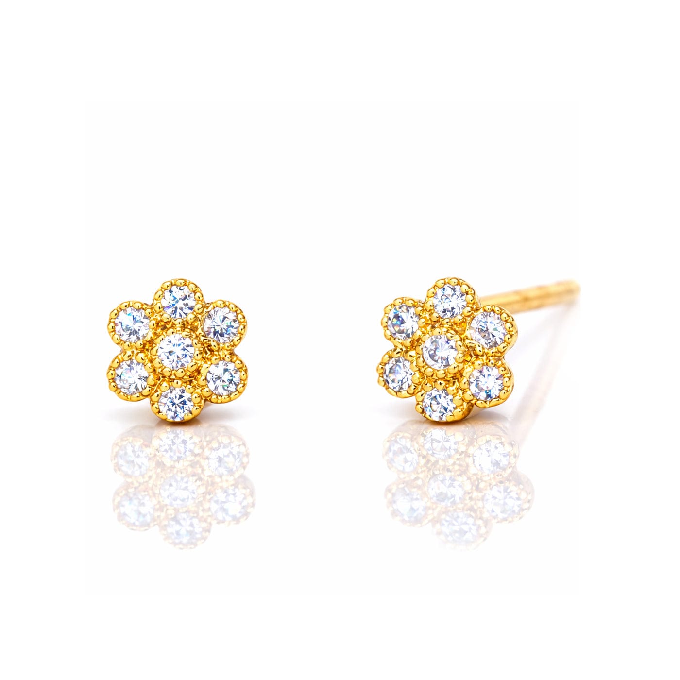 TAI JEWELRY Earrings GOLD Pave Flower Post Earrings