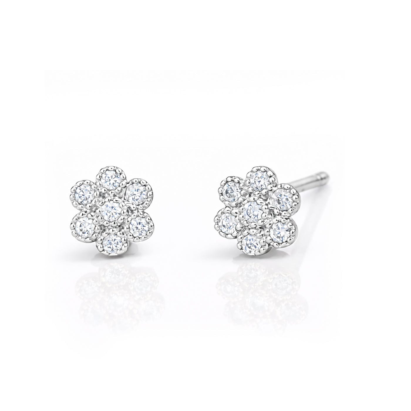 TAI JEWELRY Earrings SILVER Pave Flower Post Earrings