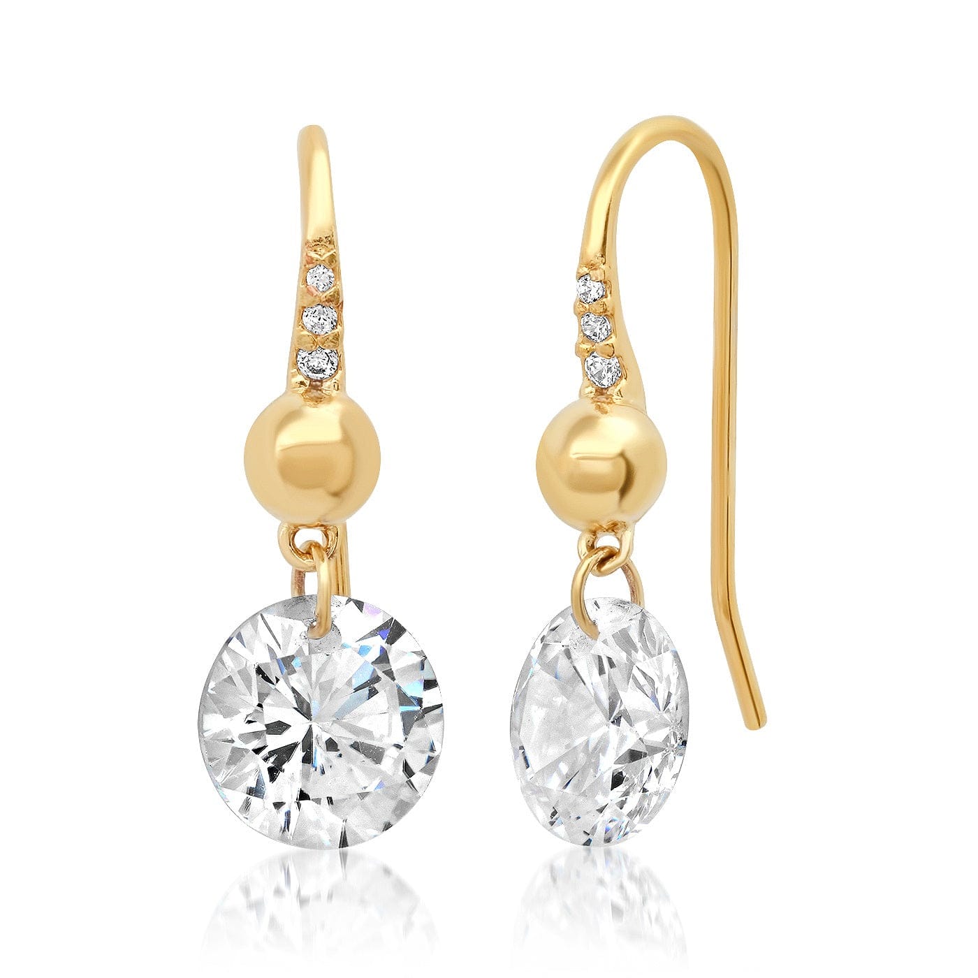 TAI JEWELRY Earrings Pave French Wire Earring With Solitaire Floating Cz