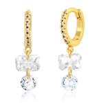 TAI JEWELRY Earrings Pave Huggies with Floating CZ Stones