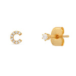 TAI JEWELRY Earrings C Pavé Initial Mismatched Earrings