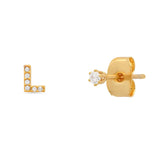TAI JEWELRY Earrings L Pavé Initial Mismatched Earrings
