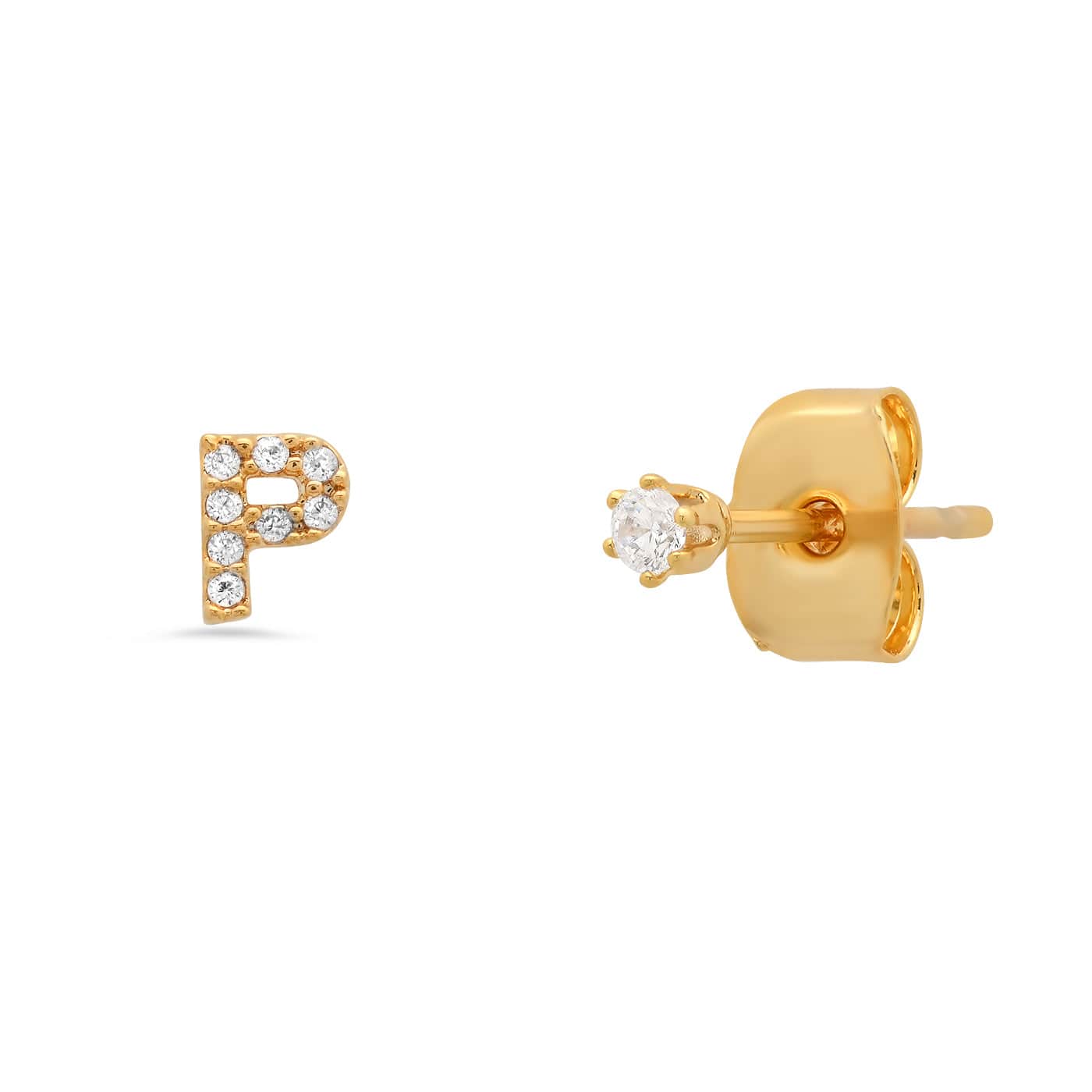 TAI JEWELRY Earrings P Pavé Initial Mismatched Earrings