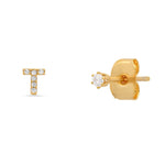 TAI JEWELRY Earrings T Pavé Initial Mismatched Earrings