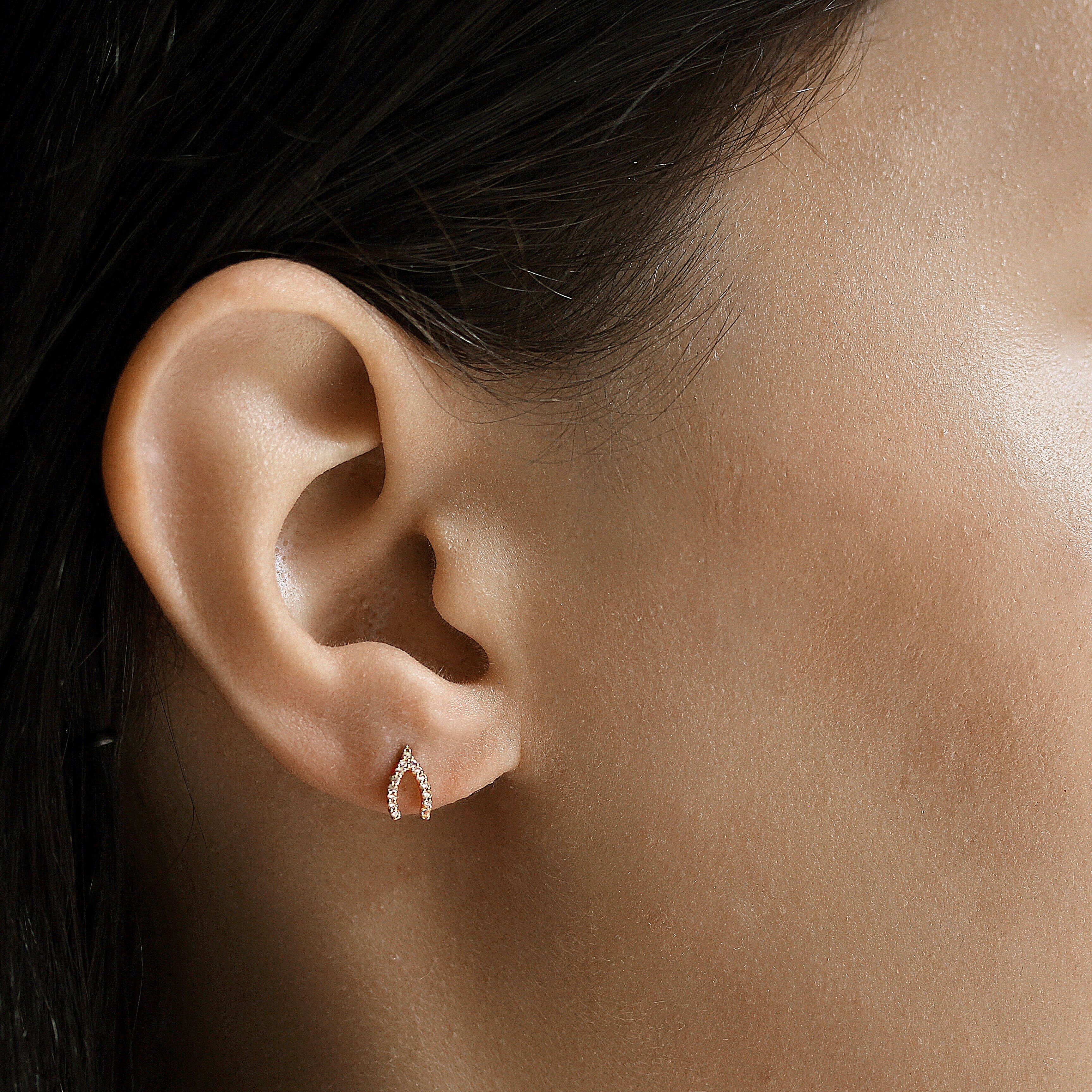 TAI JEWELRY Earrings Pave Mini Wishbone Earrings