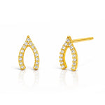 TAI JEWELRY Earrings GOLD Pave Mini Wishbone Earrings
