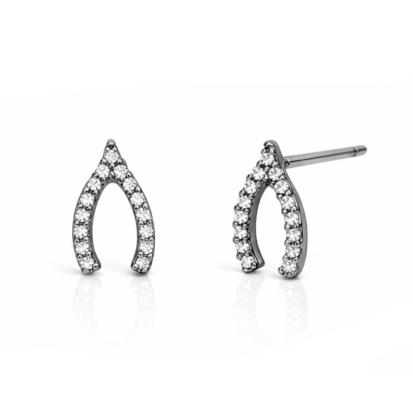 TAI JEWELRY Earrings OXIDIZED SILVER Pave Mini Wishbone Earrings