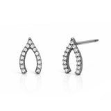 TAI JEWELRY Earrings OXIDIZED SILVER Pave Mini Wishbone Earrings