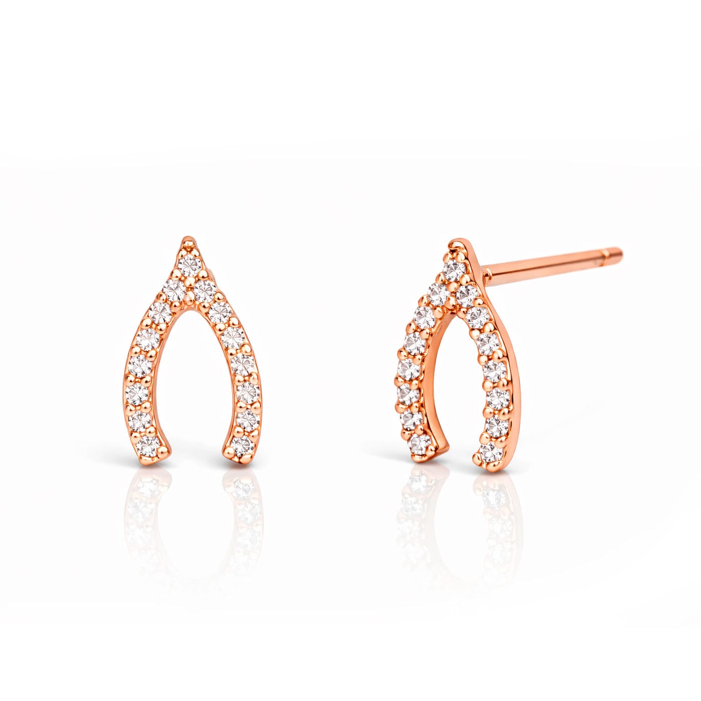 TAI JEWELRY Earrings ROSE GOLD Pave Mini Wishbone Earrings