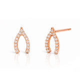 TAI JEWELRY Earrings ROSE GOLD Pave Mini Wishbone Earrings