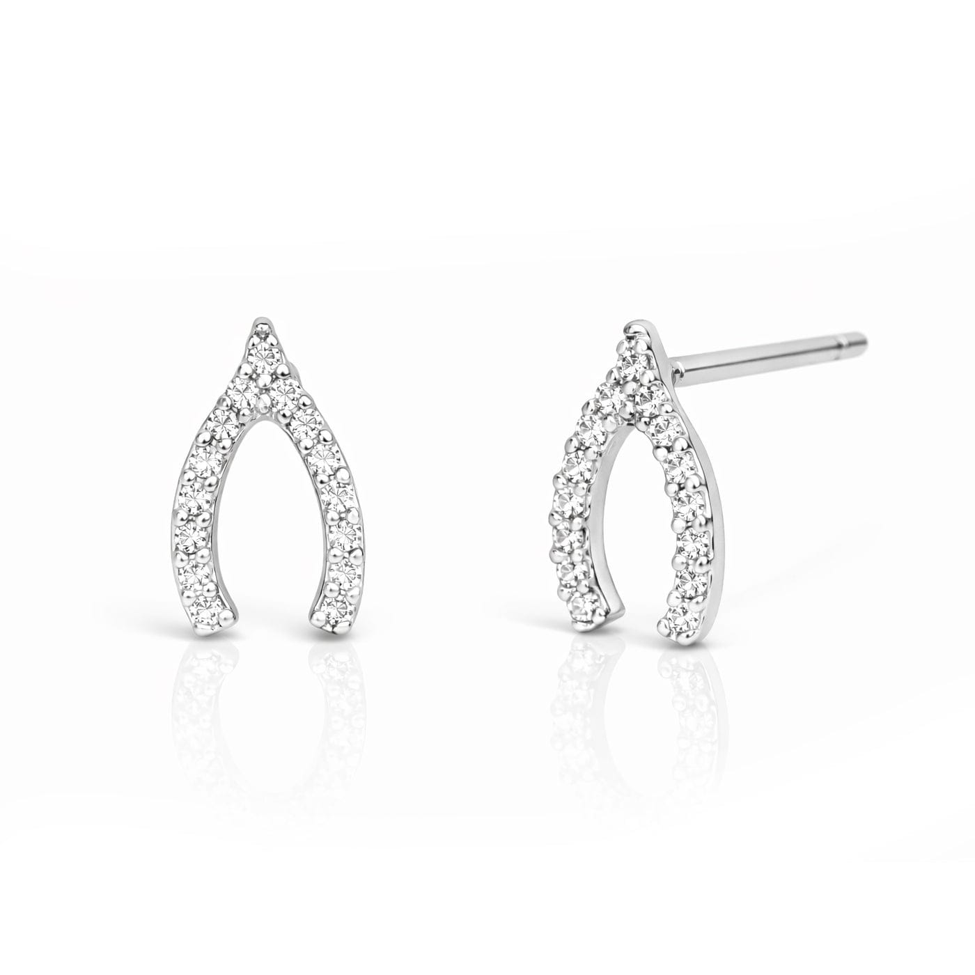 TAI JEWELRY Earrings SILVER Pave Mini Wishbone Earrings