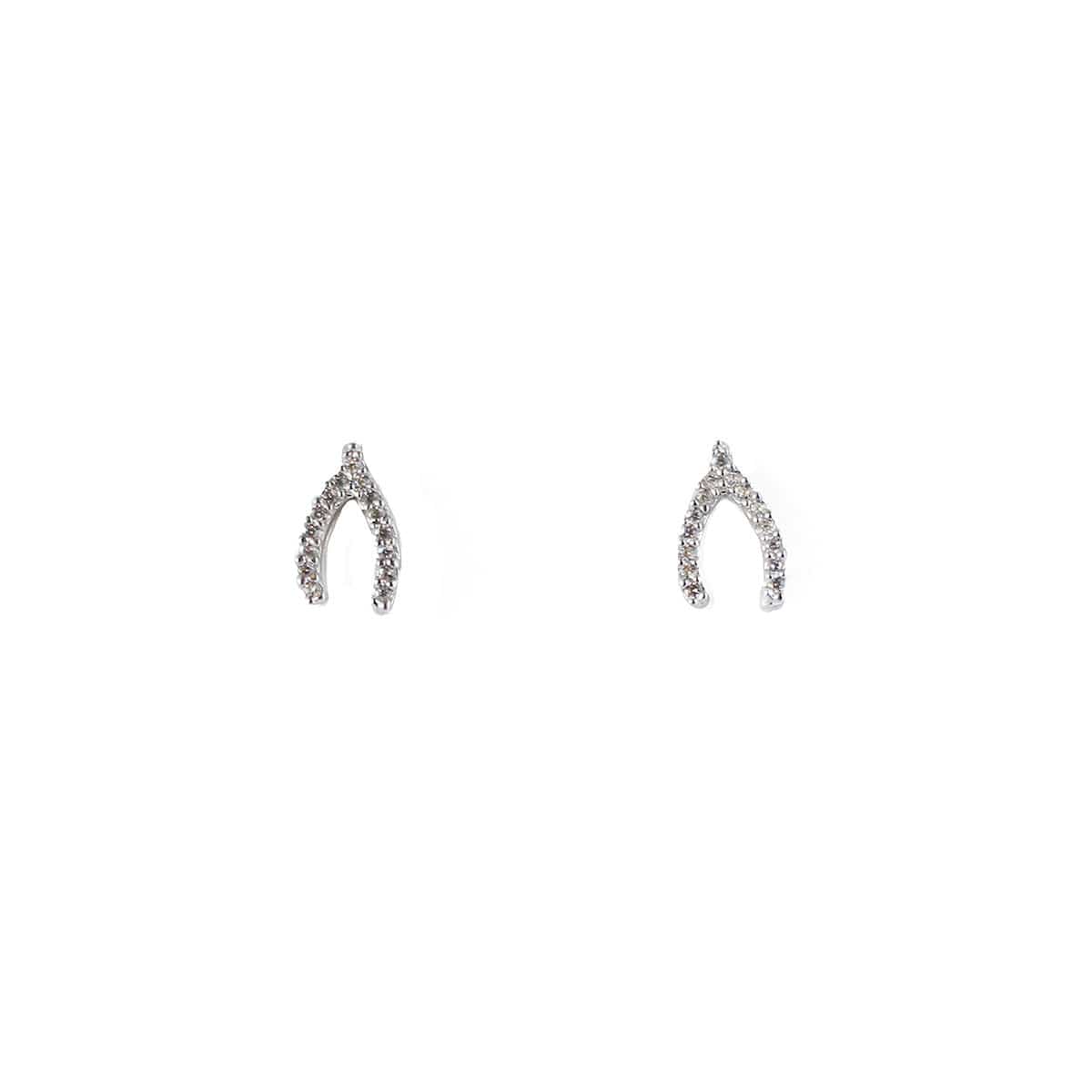 TAI JEWELRY Earrings SILVER Pave Mini Wishbone Earrings