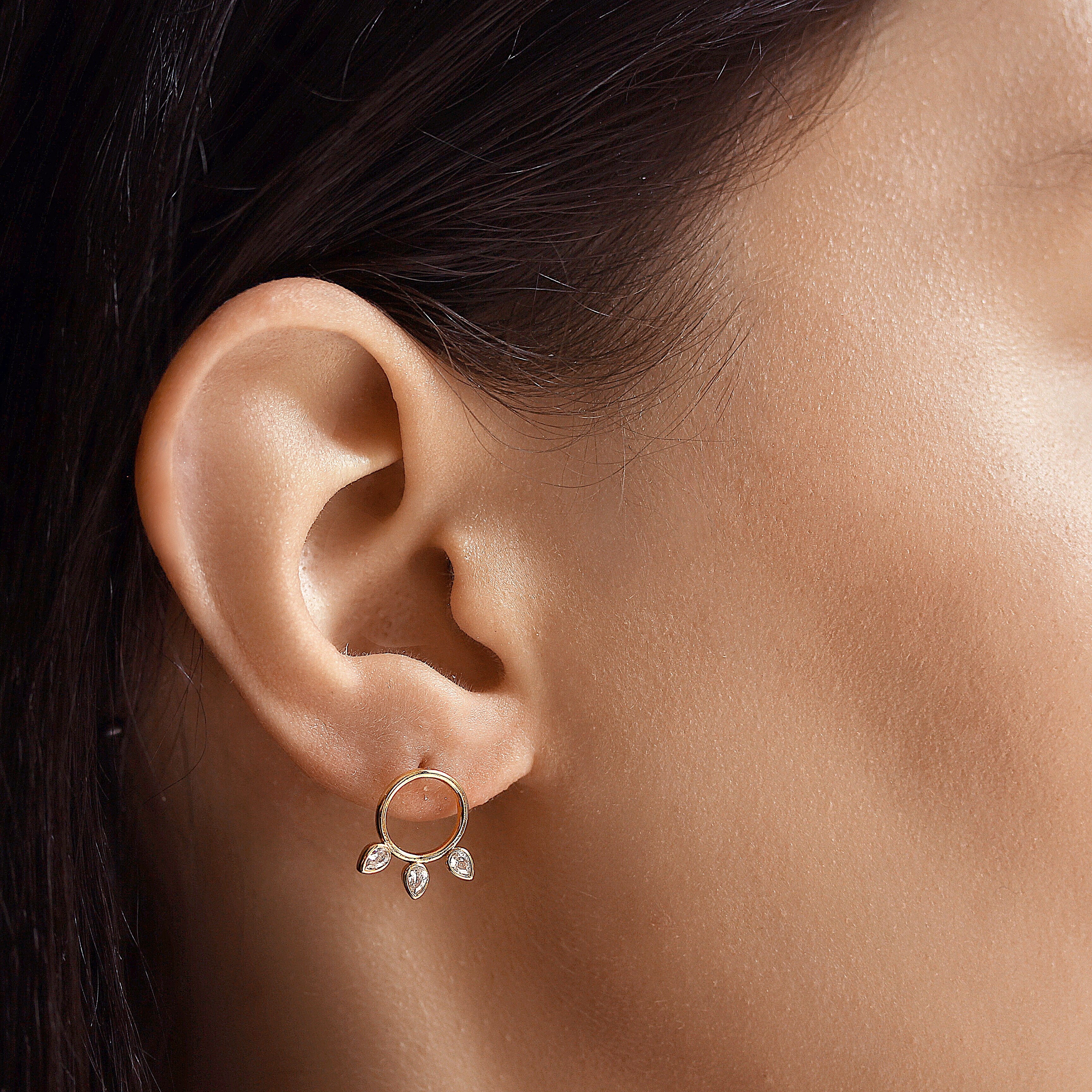 TAI JEWELRY Earrings Pave Sideways Hoops With Baguette Accents