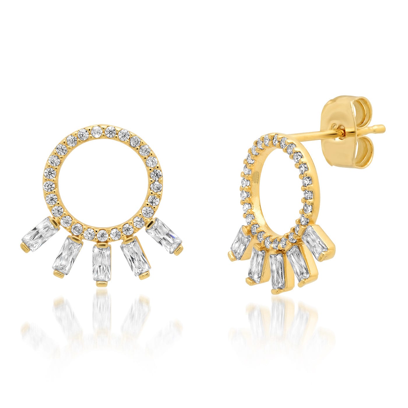 TAI JEWELRY Earrings Pave Sideways Hoops With Baguette Accents