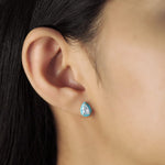 TAI JEWELRY Earrings Pear Shaped CZ Studs With Enamel Bezel