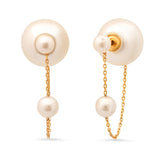 TAI JEWELRY Earrings Pearl and Chain Front to Back Earrings