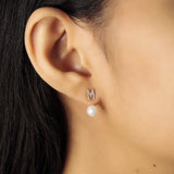 TAI JEWELRY Earrings Pearl And CZ Monogram Ear Jacket