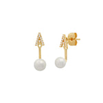 TAI JEWELRY Earrings A Pearl And CZ Monogram Ear Jacket