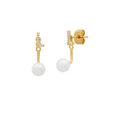 TAI JEWELRY Earrings L Pearl And CZ Monogram Ear Jacket