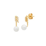 TAI JEWELRY Earrings Q Pearl And CZ Monogram Ear Jacket