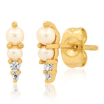 TAI JEWELRY Earrings Pearl And CZ Spike Stud