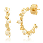 TAI JEWELRY Earrings Pearl And Gold Ball Mini Hoop
