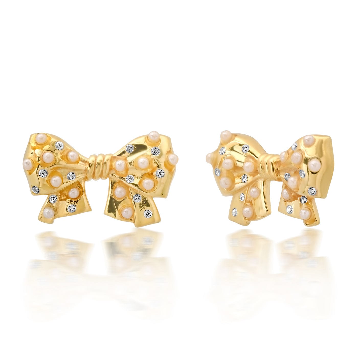 TAI JEWELRY Earrings Pearl Bow Statement Studs