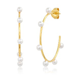 TAI JEWELRY Earrings Pearl Embellished Hoops