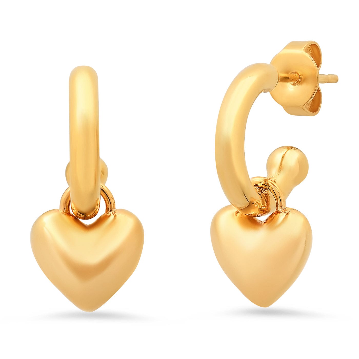 TAI JEWELRY Earrings Puffed Heart Charm Huggies