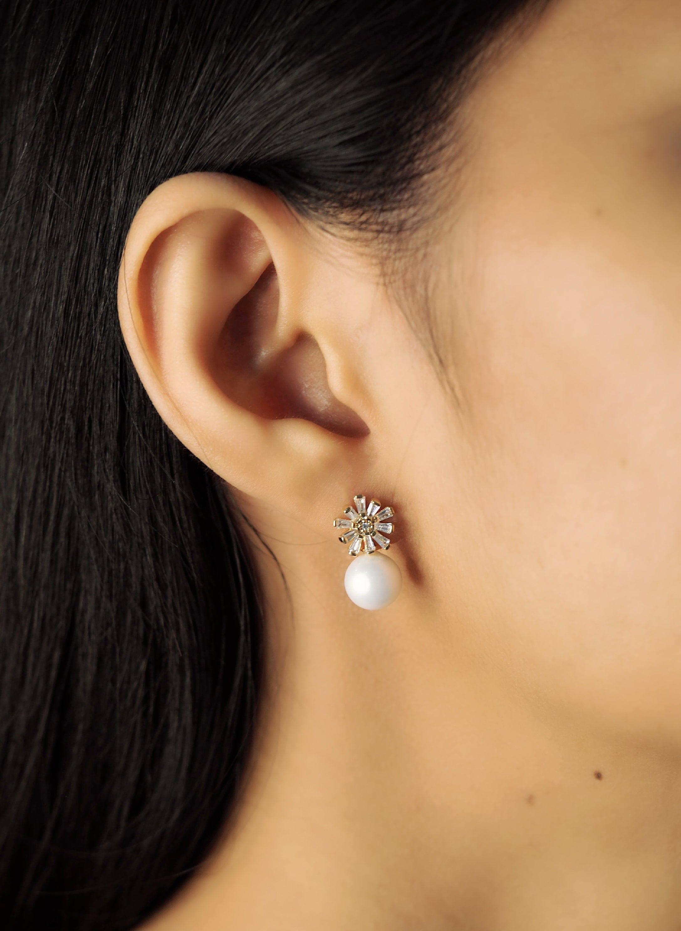 TAI JEWELRY Earrings Radiant Baguette With Pearl Drop Earring
