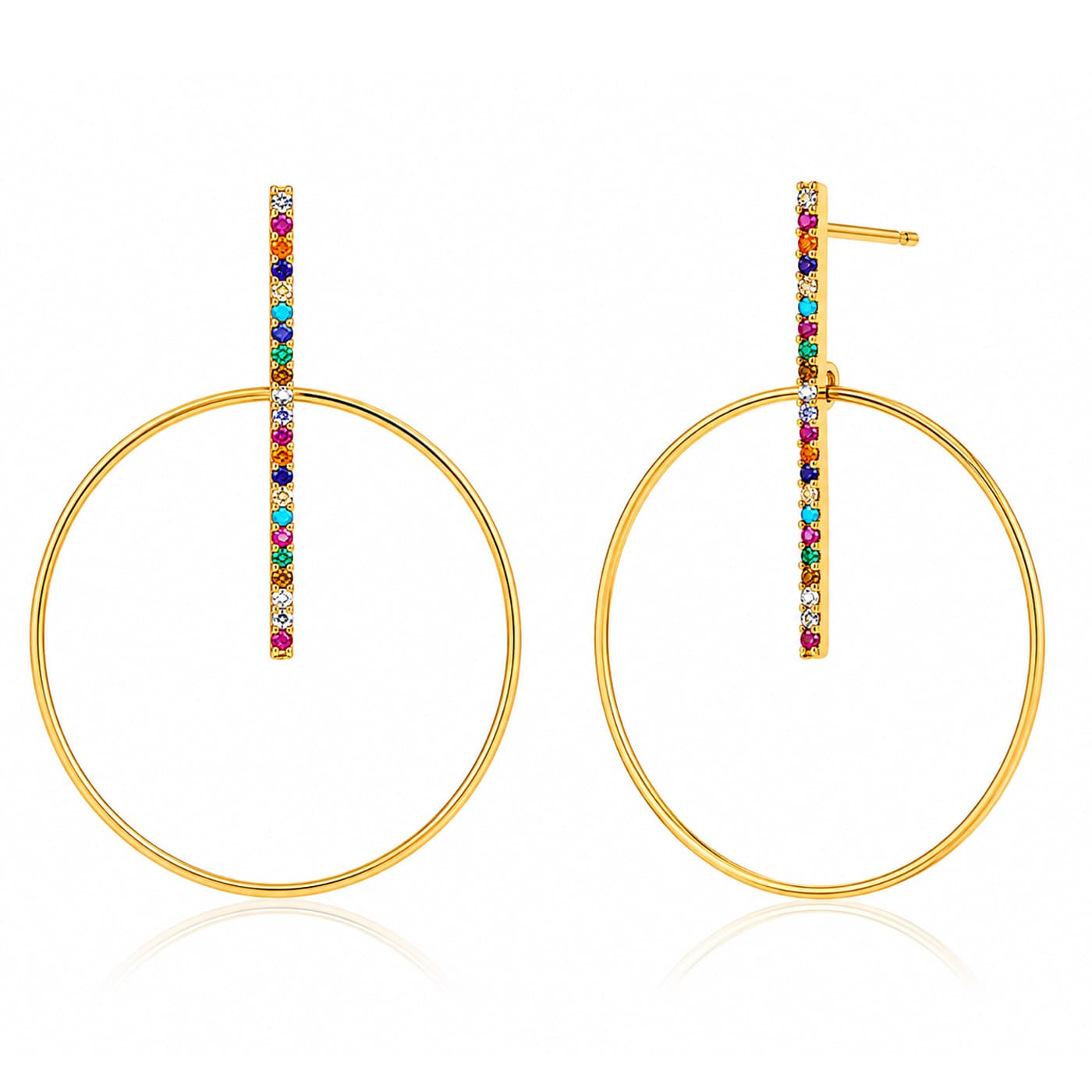 TAI JEWELRY Earrings Rainbow Gemstone Hoop Earrings