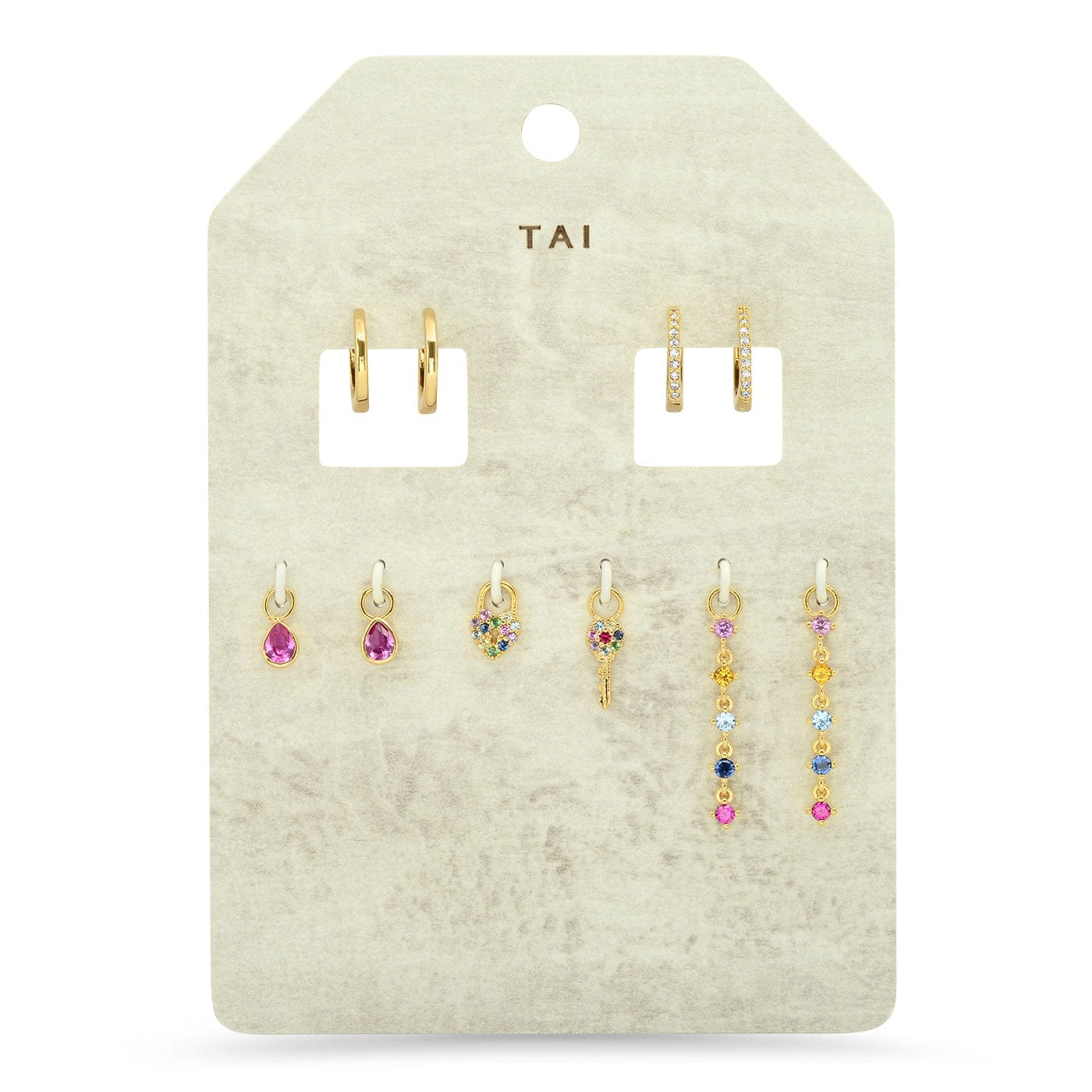 TAI JEWELRY Earrings Rainbow Huggie Pack