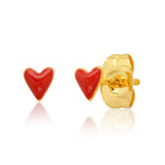 TAI JEWELRY Earrings Red Enamel Mini Heart Studs