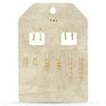 TAI JEWELRY Earrings Rock Crystal And CZ Multi-Charm Huggie Pack