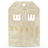 TAI JEWELRY Earrings Rock Crystal And CZ Multi-Charm Huggie Pack