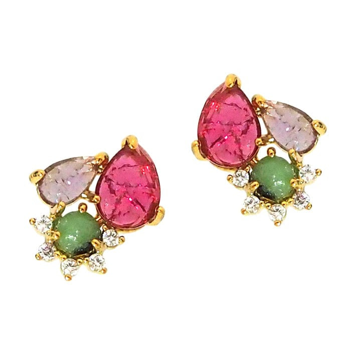 TAI JEWELRY Earrings G/Lilac Rock Crystal Cluster Stud With Delicate CZ Accents