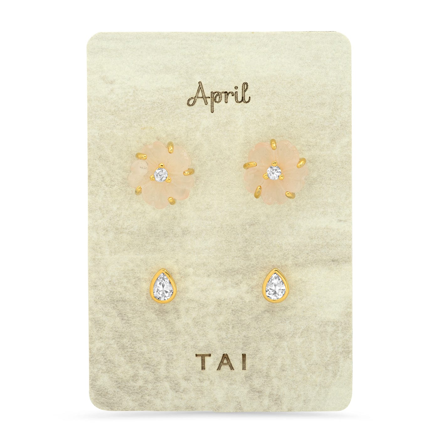 TAI JEWELRY Earrings April Rose Quartz Birthstone Earring Set