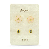 TAI JEWELRY Earrings August Rose Quartz Birthstone Earring Set