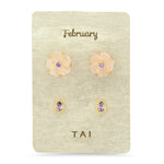 TAI JEWELRY Earrings February Rose Quartz Birthstone Earring Set