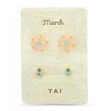 TAI JEWELRY Earrings March Rose Quartz Birthstone Earring Set