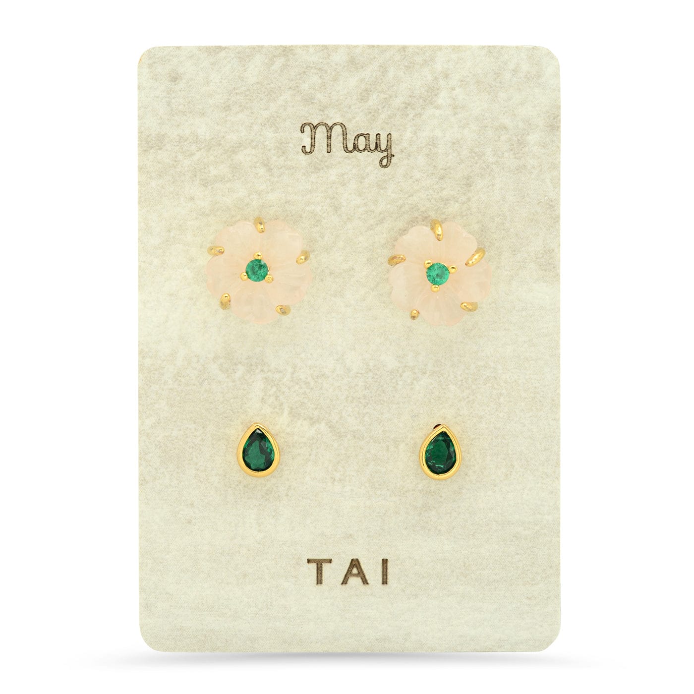TAI JEWELRY Earrings May Rose Quartz Birthstone Earring Set
