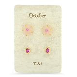 TAI JEWELRY Earrings October Rose Quartz Birthstone Earring Set