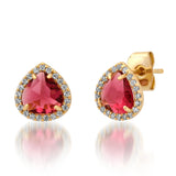 TAI JEWELRY Earrings Ruby Halo Stud Earrings