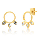 TAI JEWELRY | Sideways Hoop With Three Cz Tear Drops | Earrings |