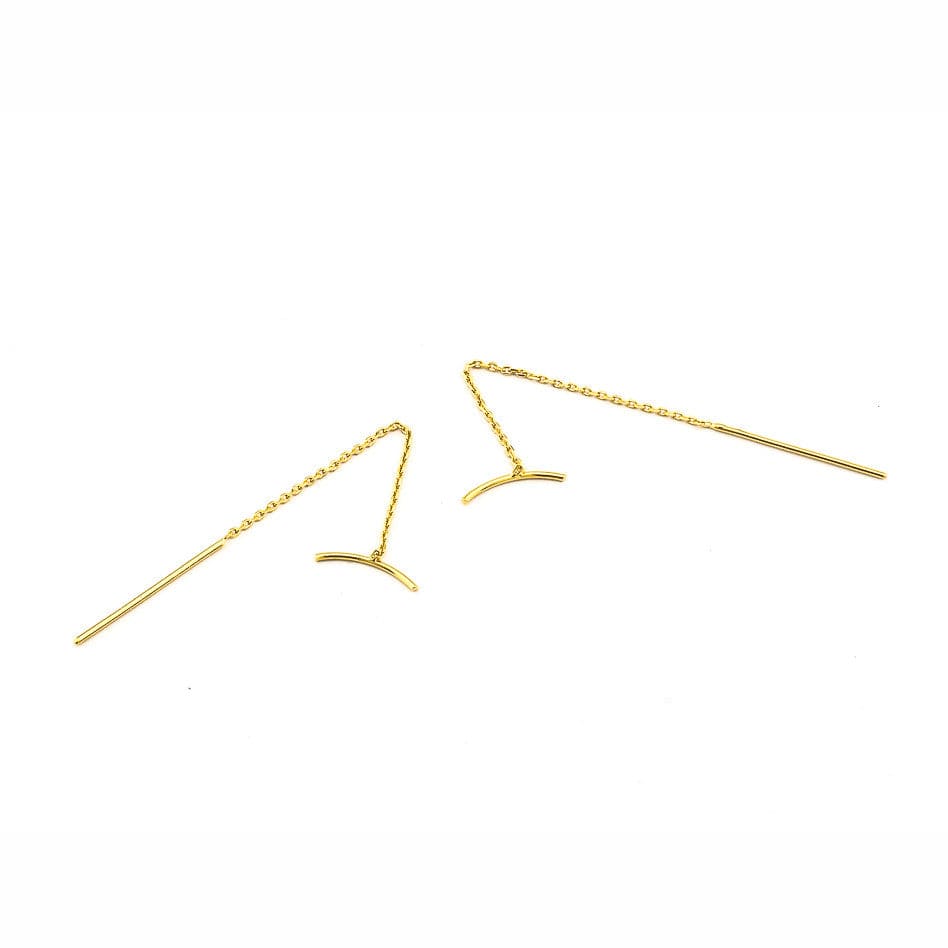 TAI JEWELRY Earrings Gold Simple Curved Bar Threader Earrings