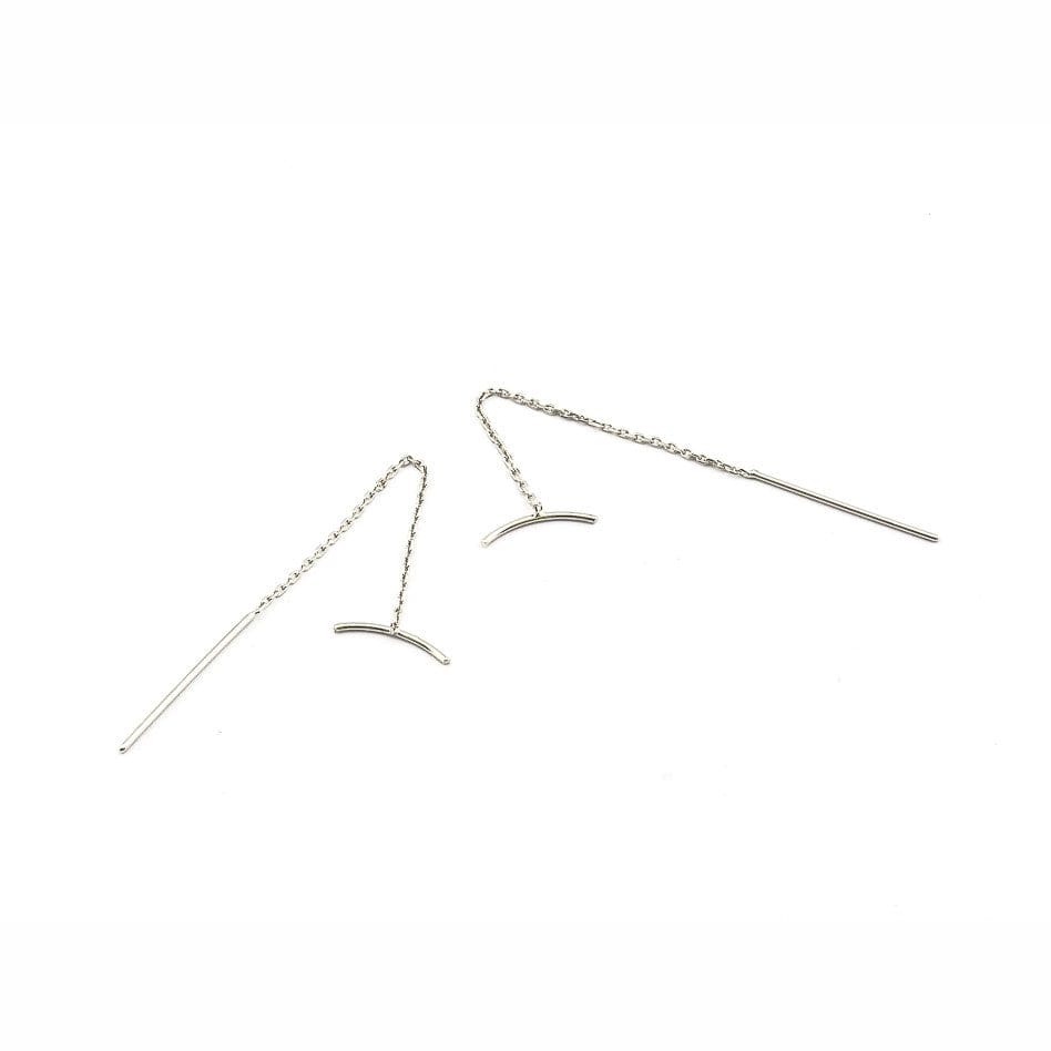 TAI JEWELRY Earrings Silver Simple Curved Bar Threader Earrings