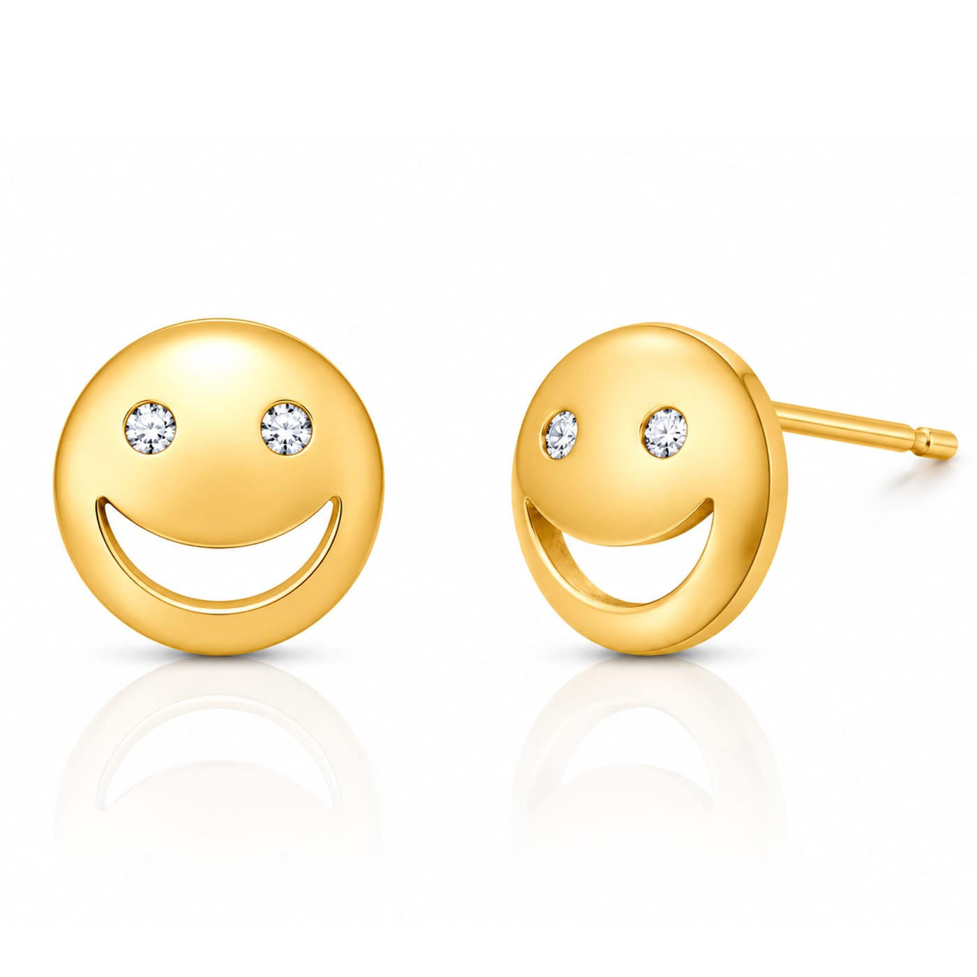 TAI JEWELRY Earrings Simple Gold Smiley Face Post Earring