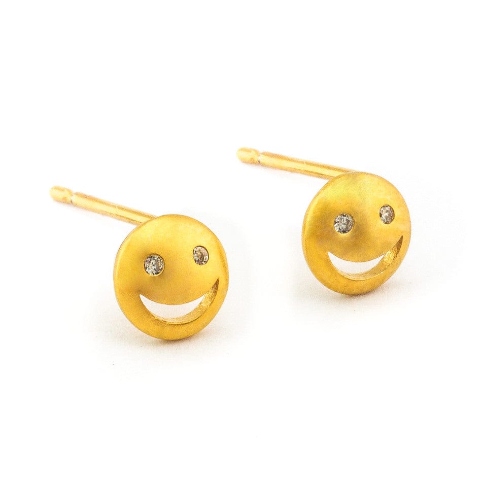 TAI JEWELRY Earrings Simple Gold Smiley Face Post Earring
